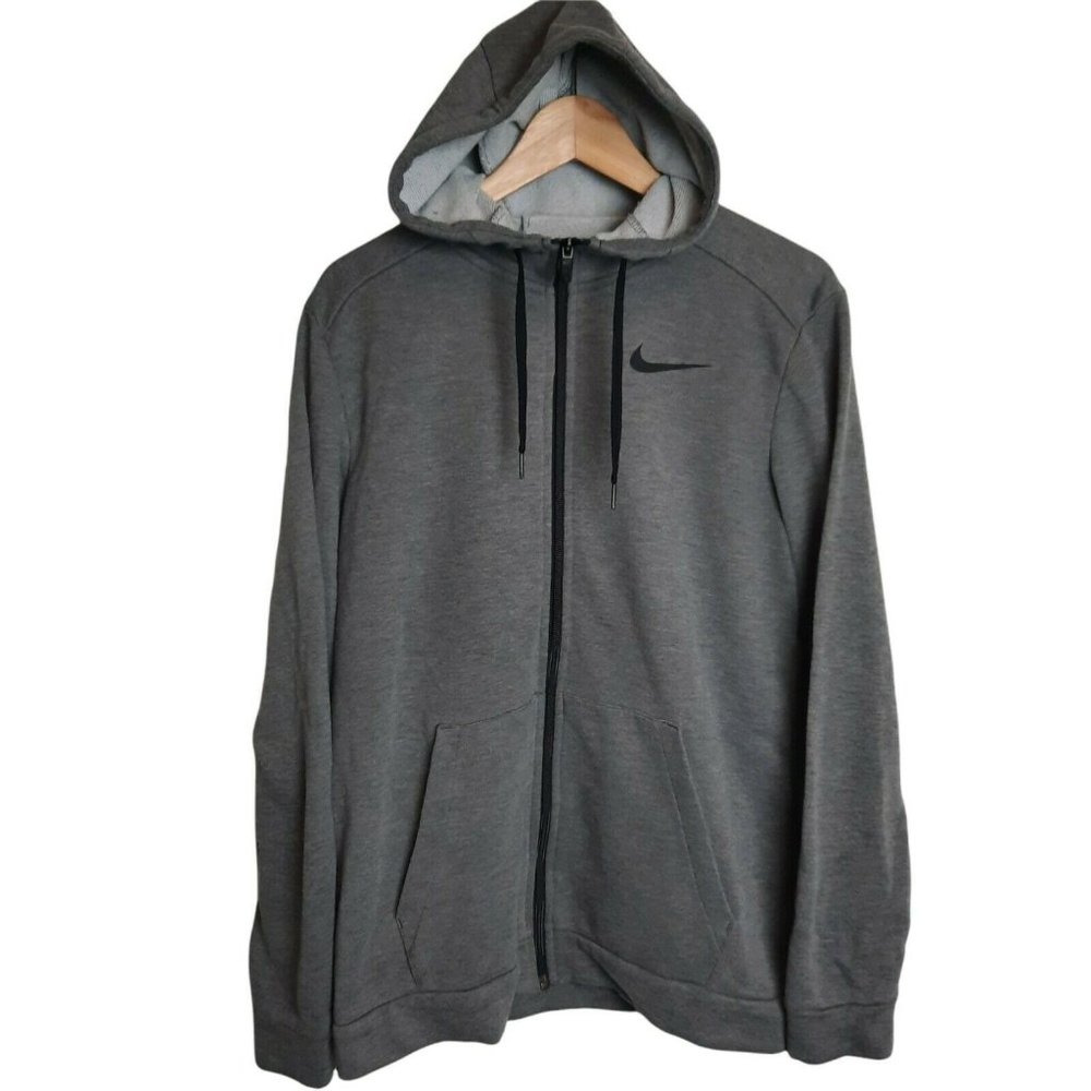 Nike Dri Fit Full Zip Hoodie Sweatshirt Gray Mens Size Medium M